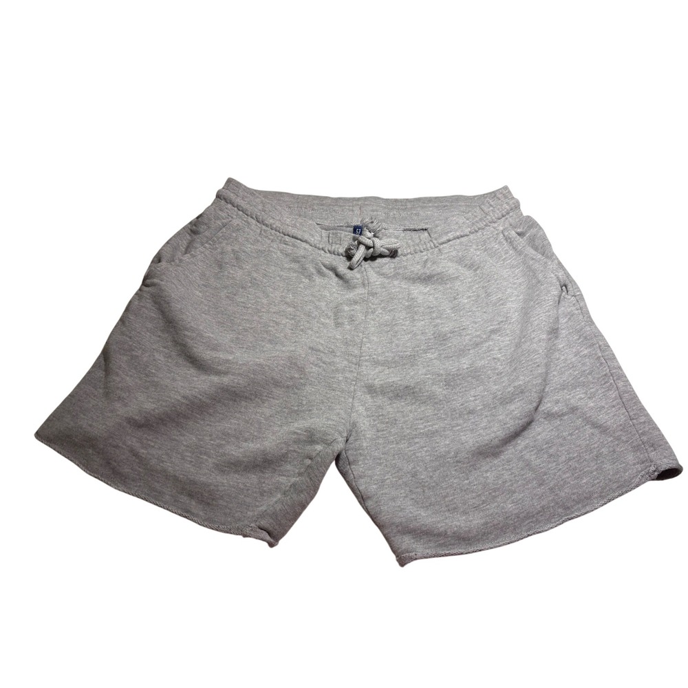 H&M Divided Gray Heather Drawstring Sweat Shorts Women Large Pockets Raw Hem